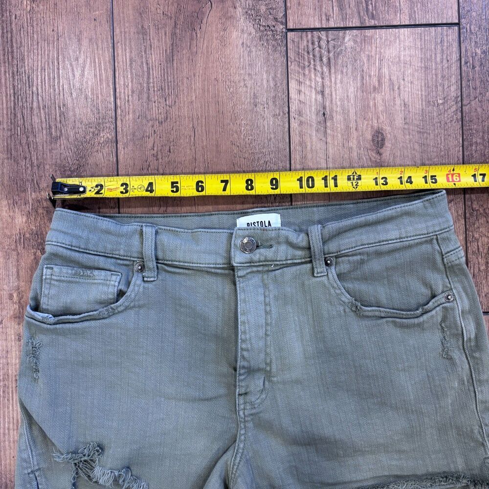 Pistola Winston High Rise Fray Hem Shorts Jean Denim Green Women's Size 31 Beach - Picture 8 of 8